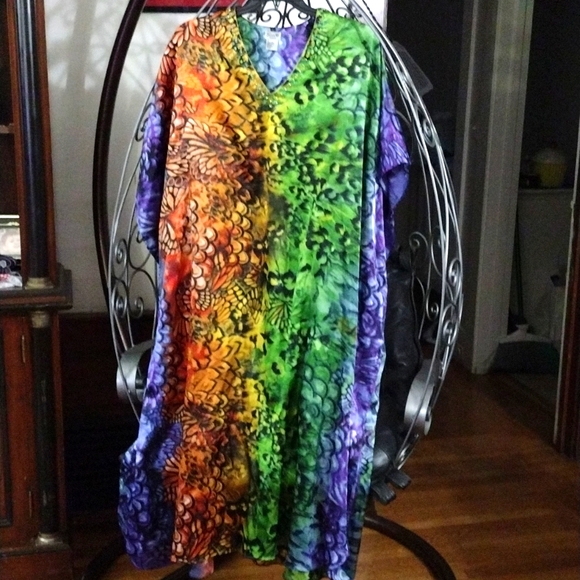 Sante Classics Multi Colored Kaftan with Bead & sequin Embellishments One Size - Picture 1 of 2